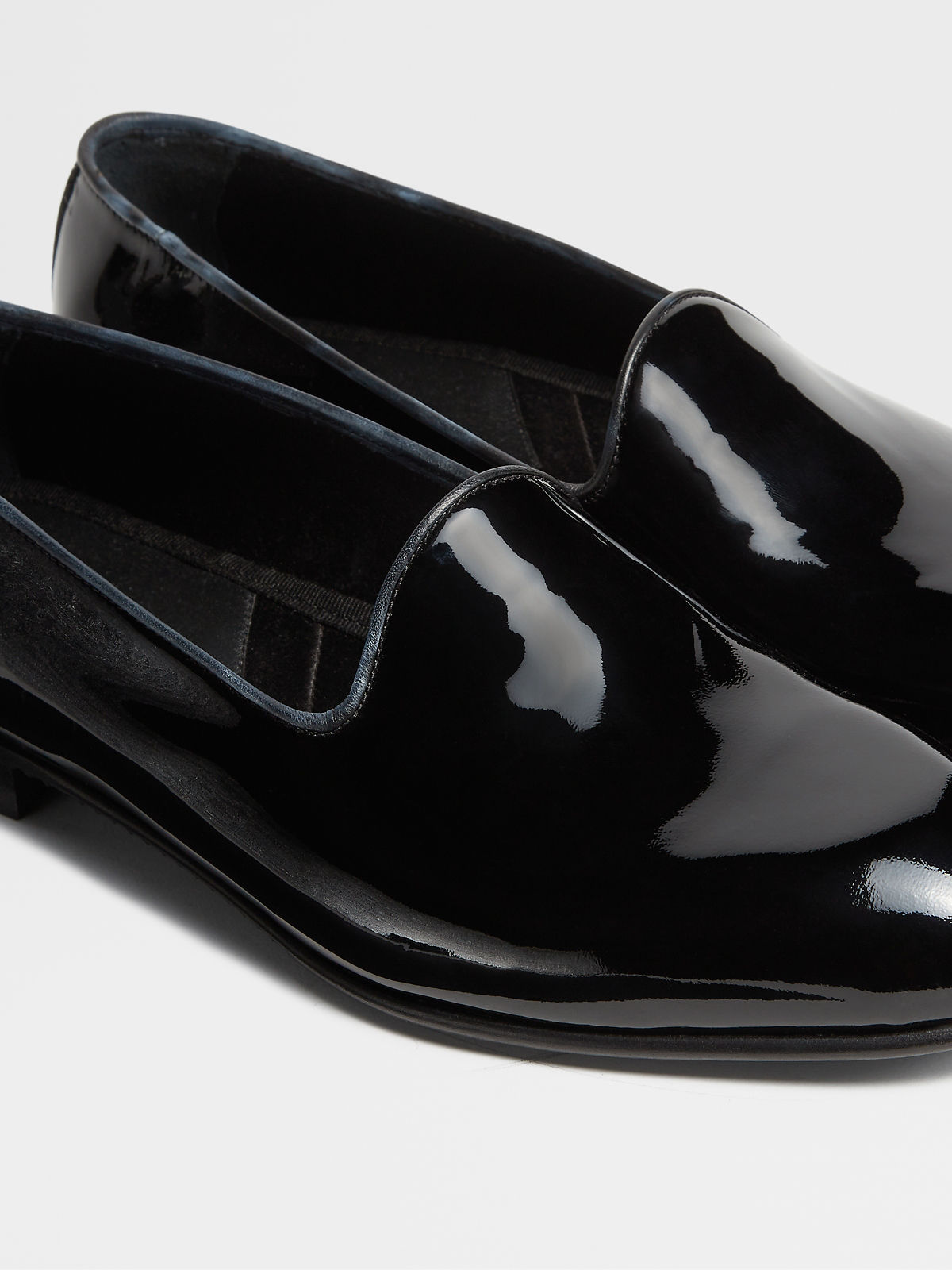Zegna Chaussures Sans Lacets Gala En Cuir Noires In Black