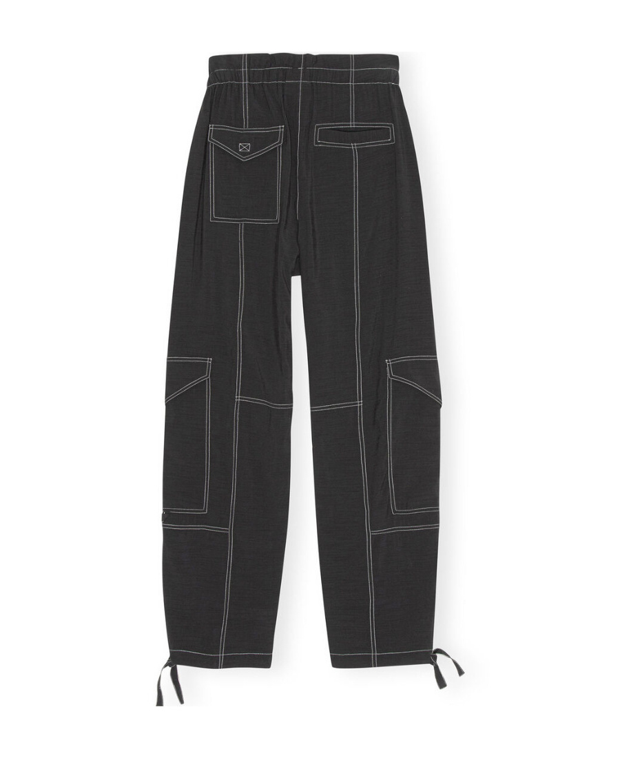 Ganni Straight Leg Cargo Pants In Black