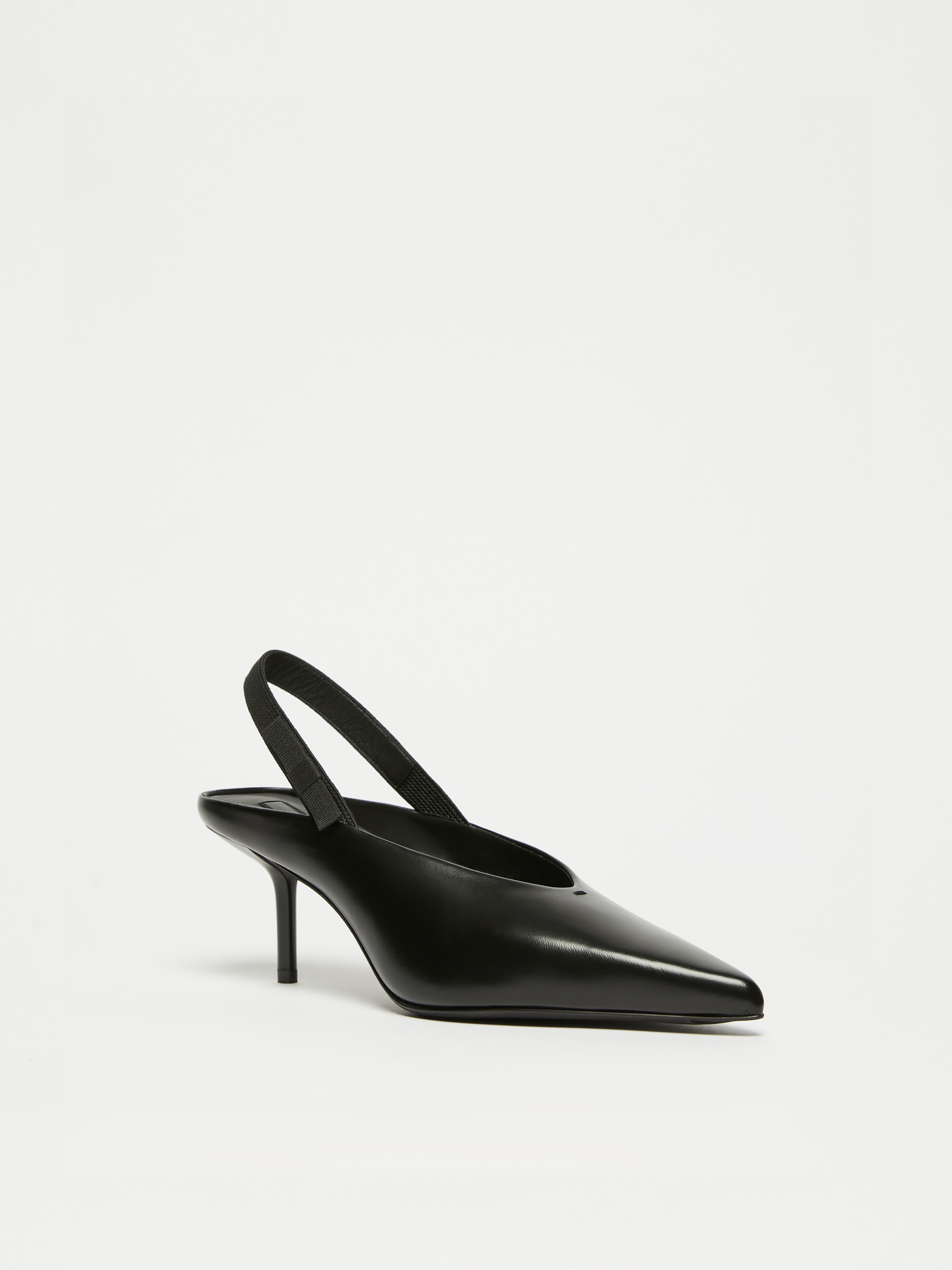 Max Mara Leather Slingback Mules With Bow In Black
