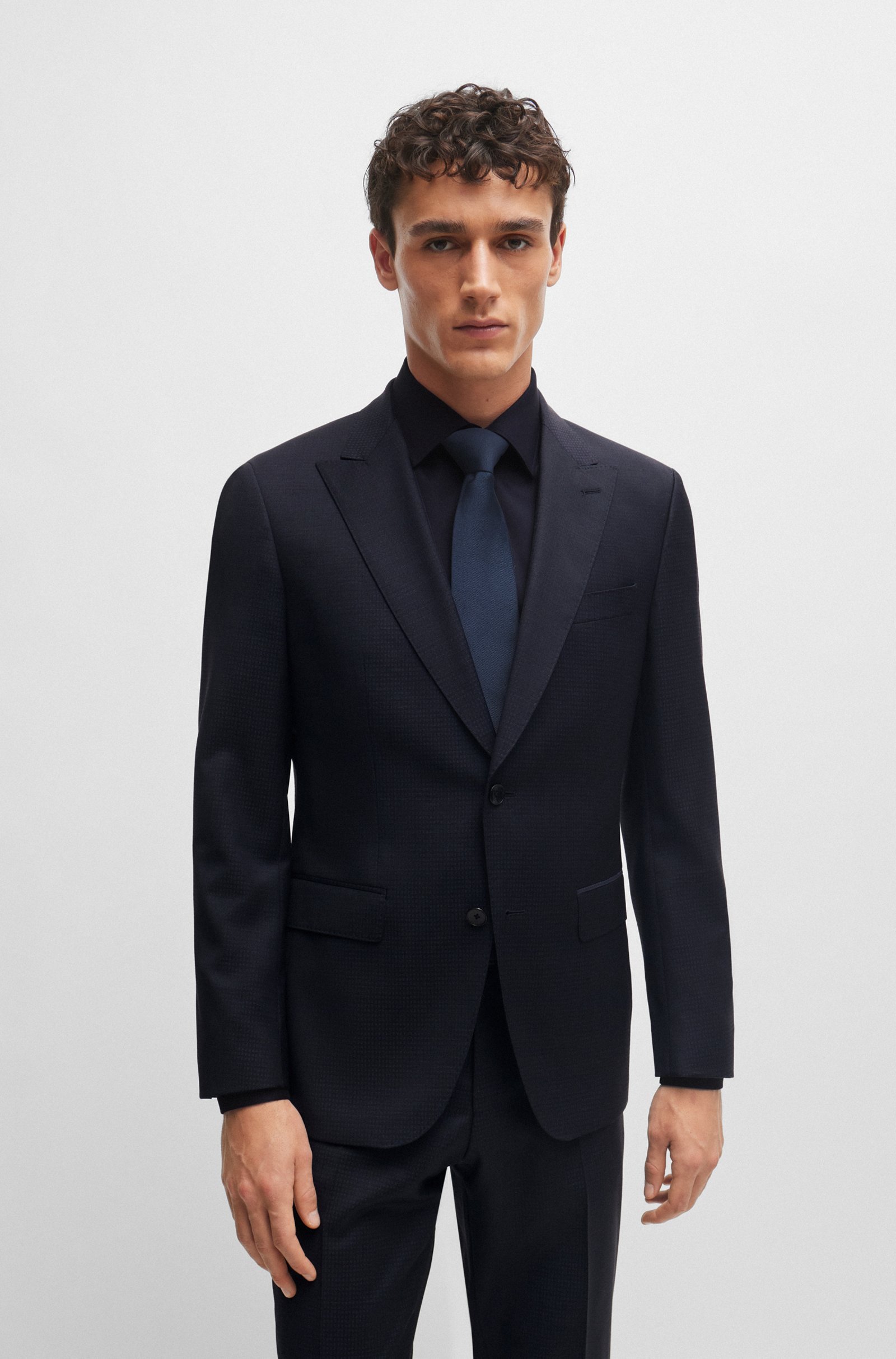 Hugo Boss Single-breasted Virgin Wool Suit In Black