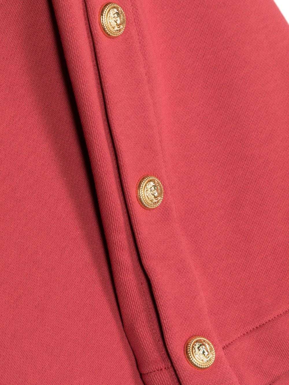 Balmain Decorative-buttons Wide-leg Cotton Trousers In Red