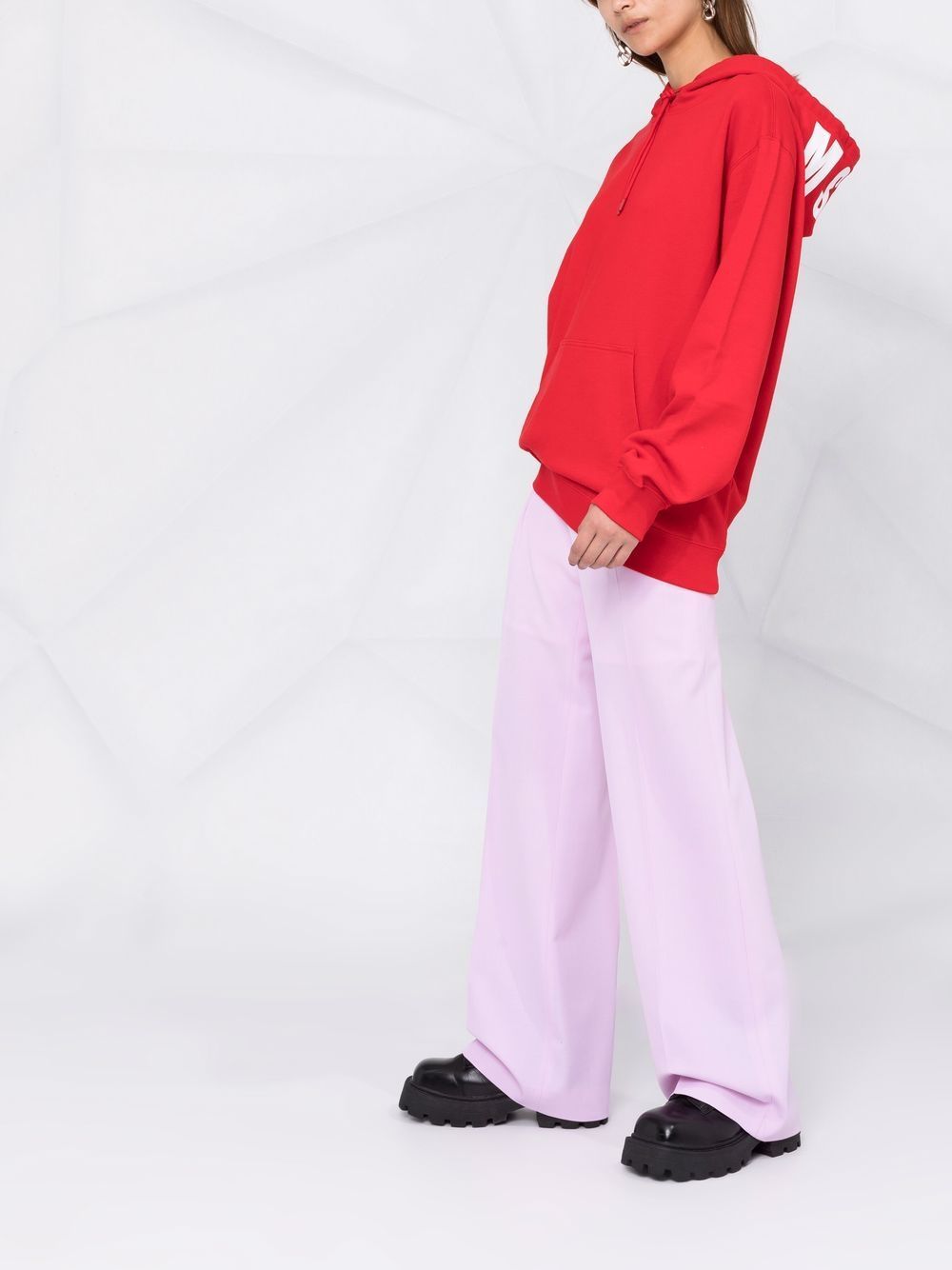 Msgm Logo-print Cotton Hoodie In Red