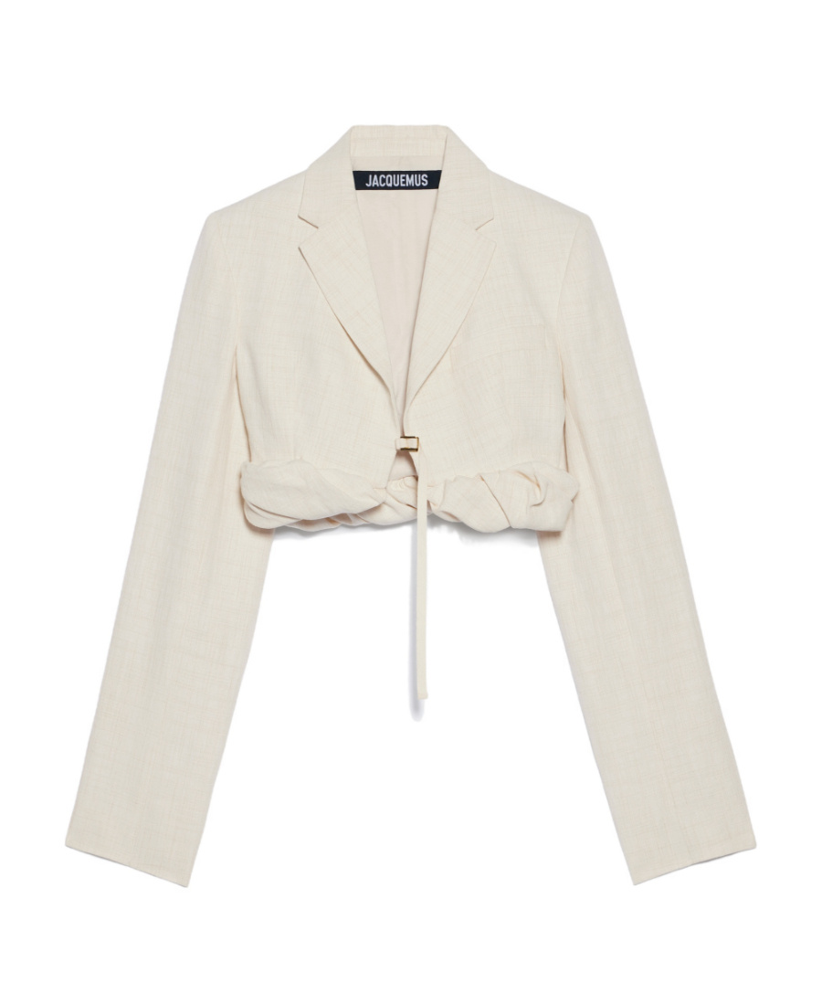 Jacquemus Short Suit Jacket With Crimped Edge In White