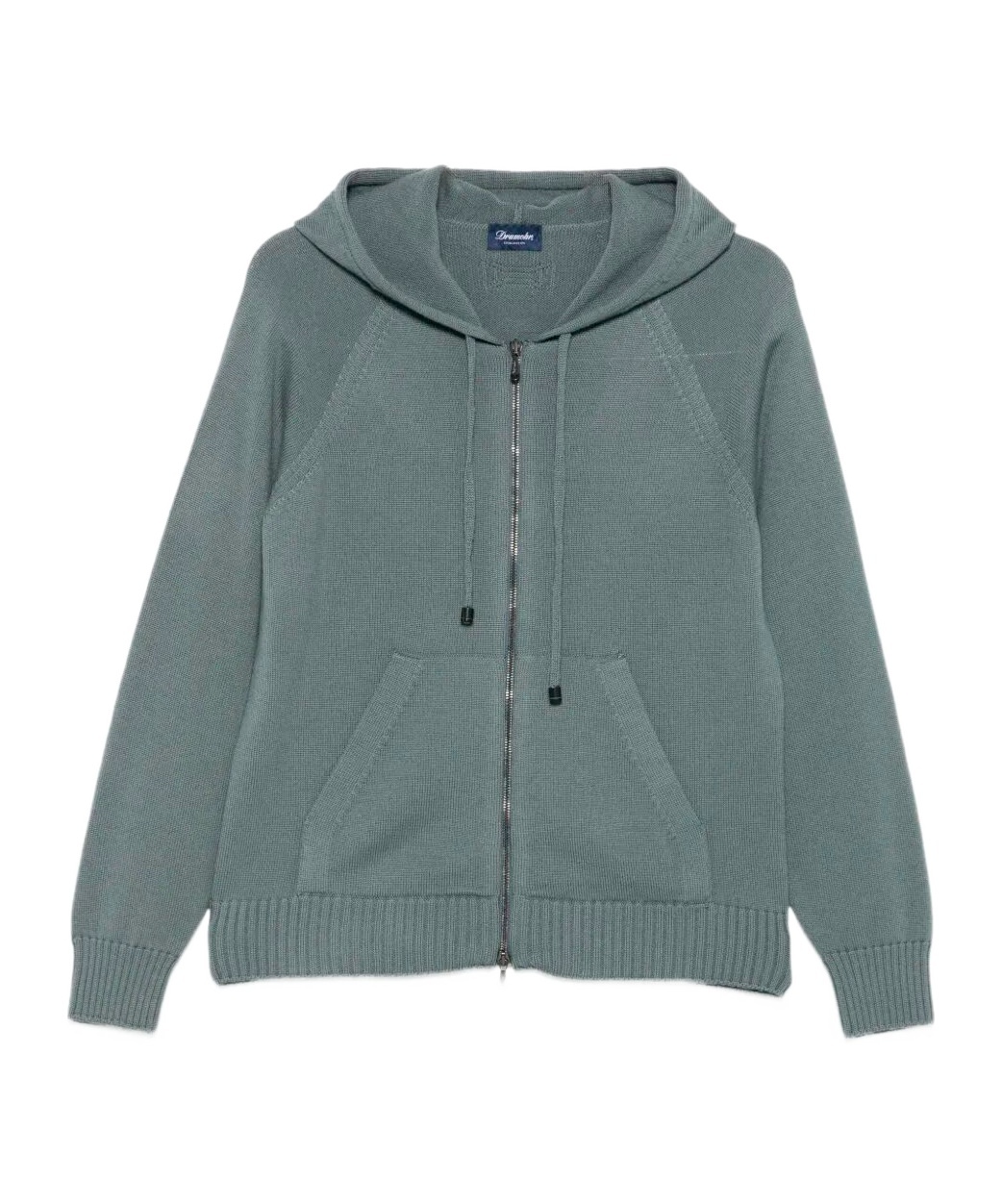 Drumohr Hooded Zip-up Sweater In Green