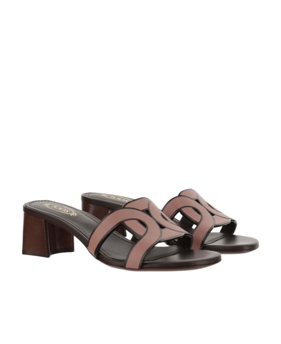 TOD'S LEATHER TWO-TONE MULES 