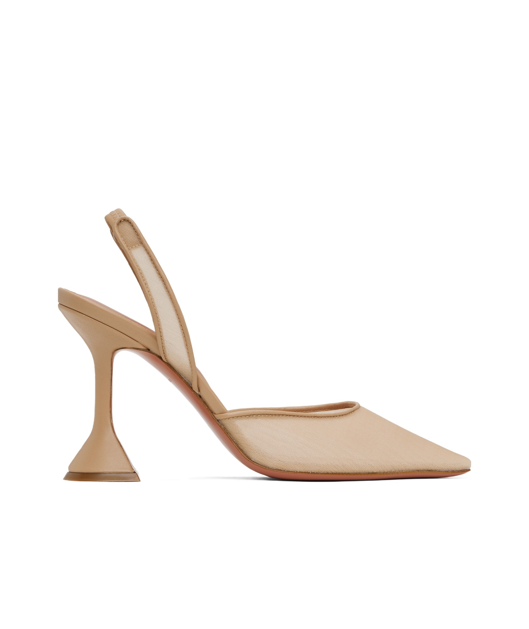 Amina Muaddi Beige Holli Mesh Sling 95 Heels In Beige