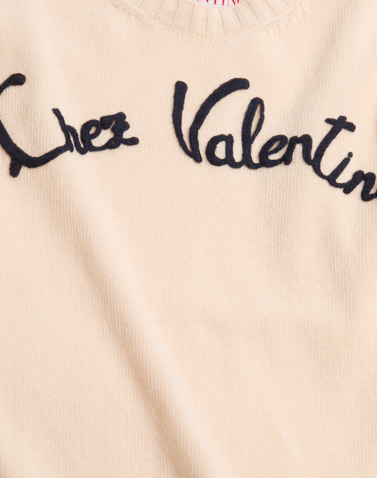 Valentino Beige Embroidered Wool Sweater In Nude