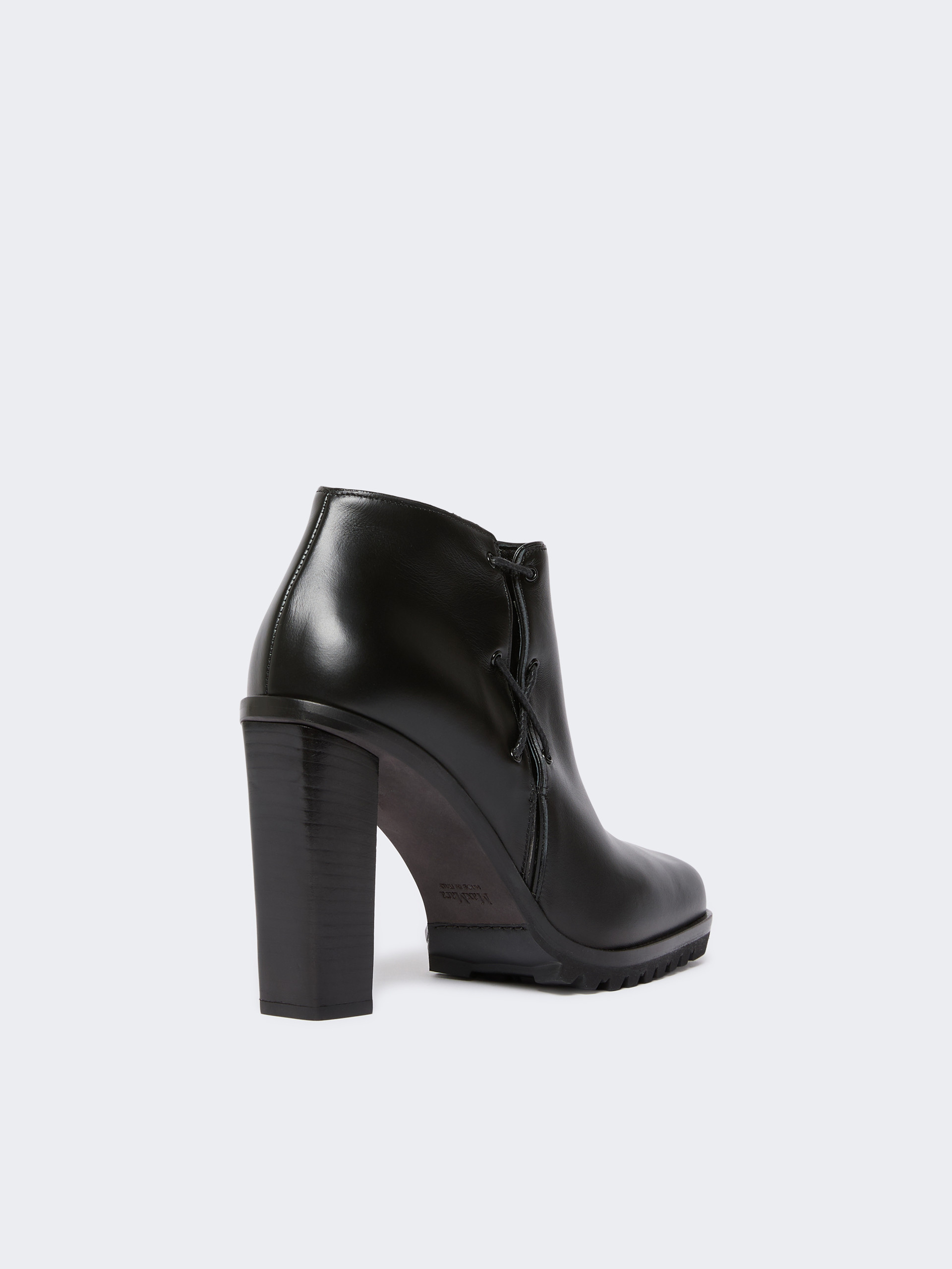 Max Mara Smooth Leather Booties In Black