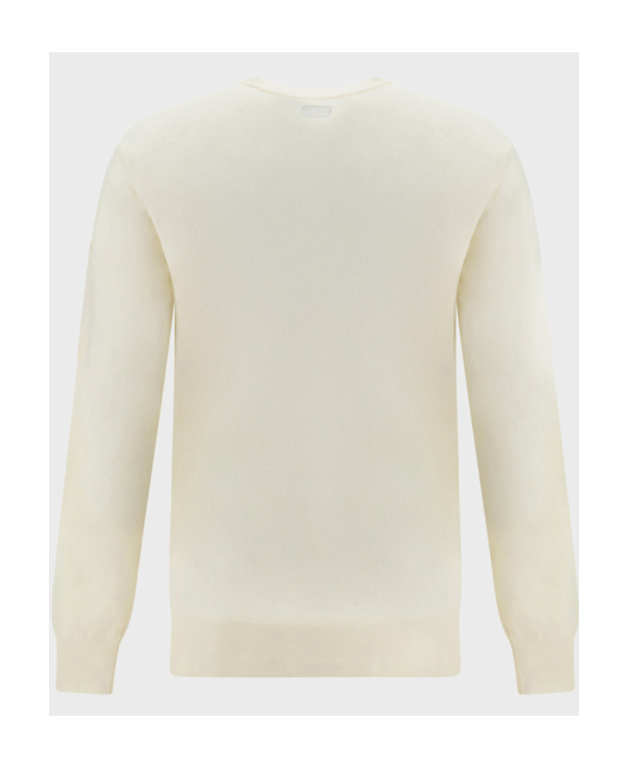 C.p. Company 'diagonal Raised' White Sweatshirt With Lens Motif On The Arm In White