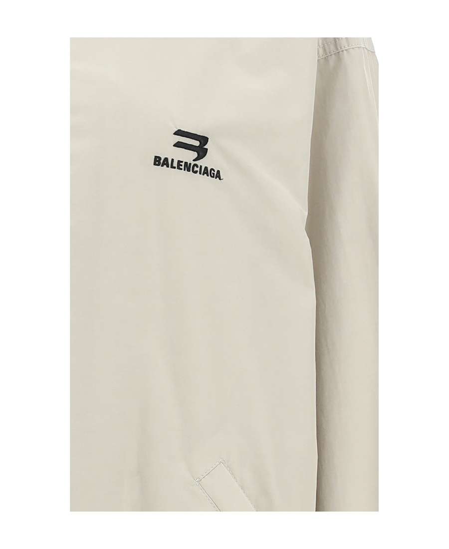 Balenciaga Logo-embroidered Zip-up Jacket In Nude