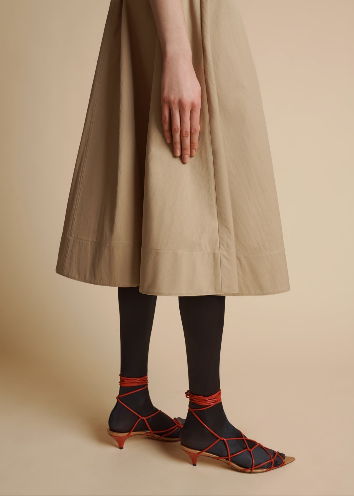 KHAITE RENTA TWILL MIDI SKIRT 