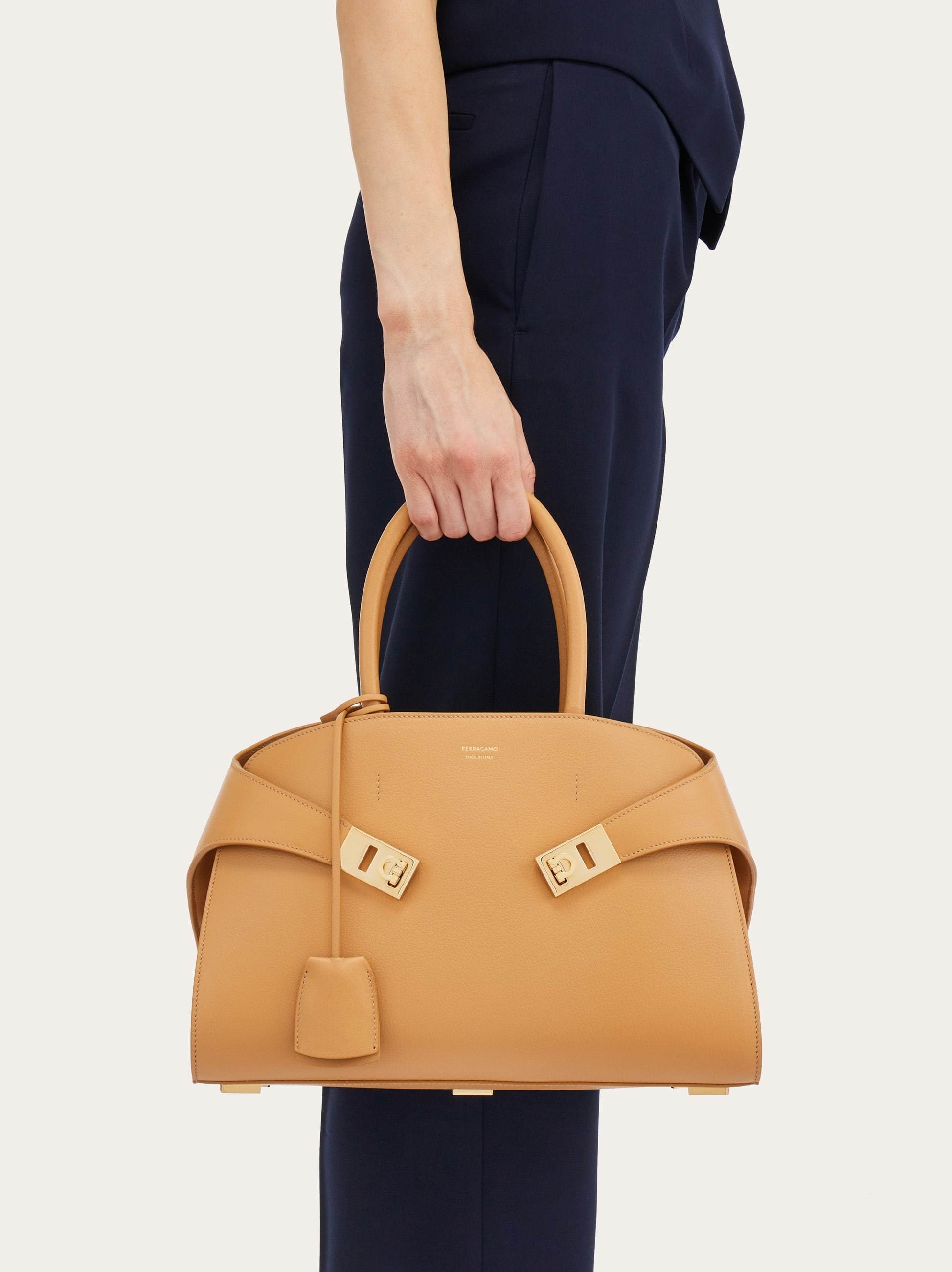 Ferragamo Small Leather Tote Bag In Nude