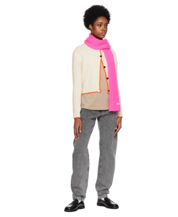Msgm Pink Embroidered Scarf In Pink
