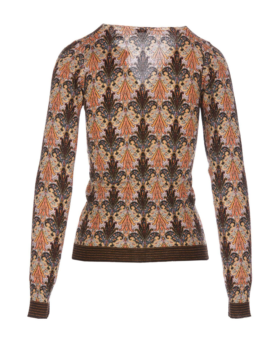 Etro Printed Wool Jumper In Brown