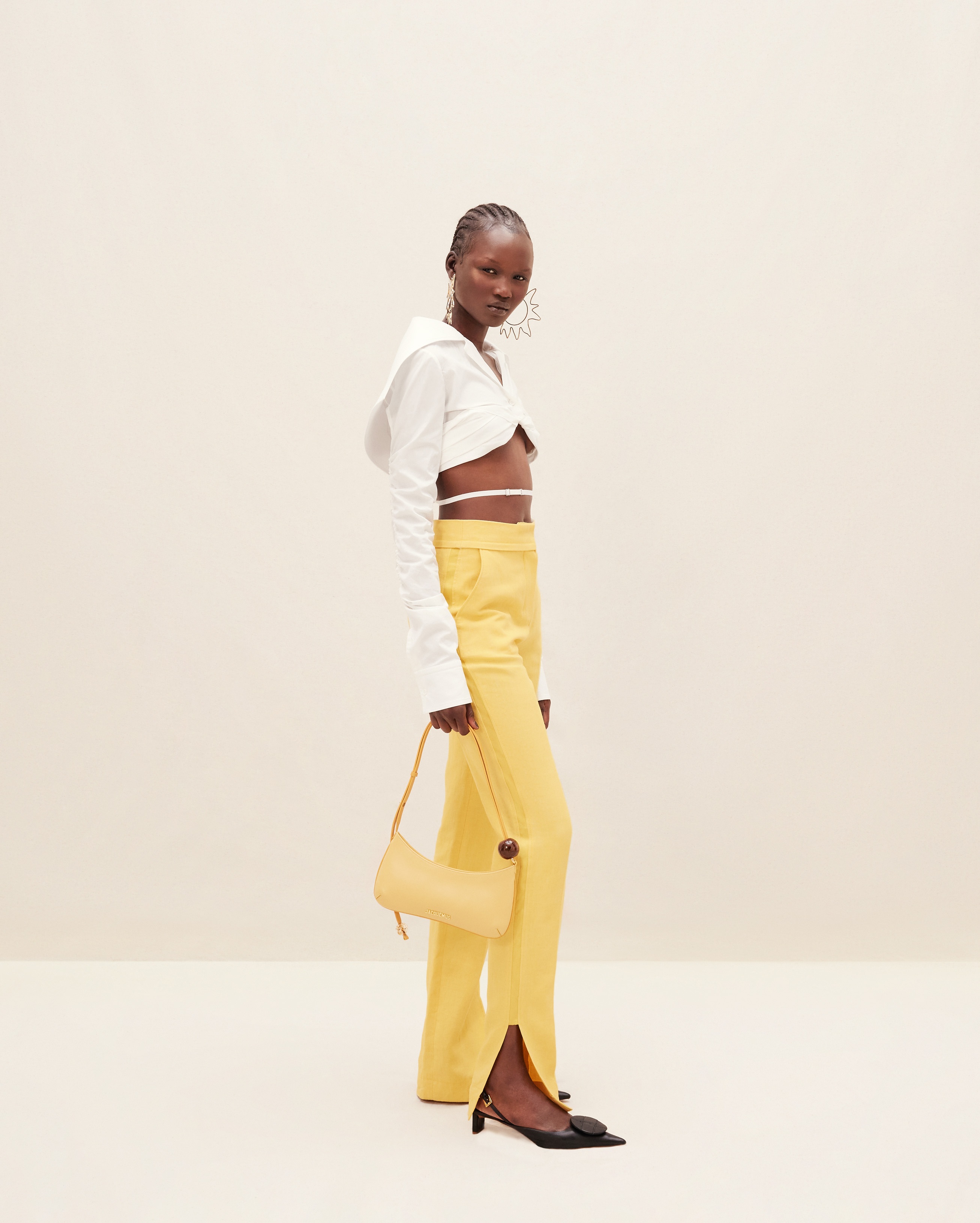 Jacquemus Le Pantalon Tibau High-waisted Trousers In Yellow