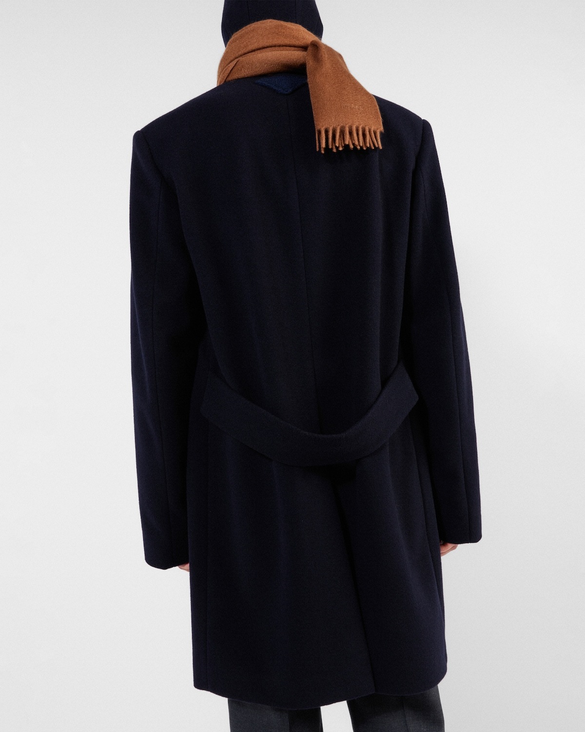 Prada Midnight Wool Blend Coat In Navy Blue