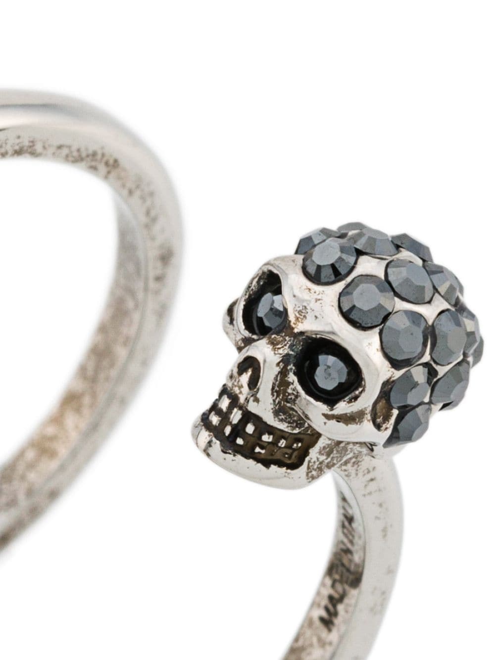 Alexander Mcqueen Skull Motif Twin Ring In Gray
