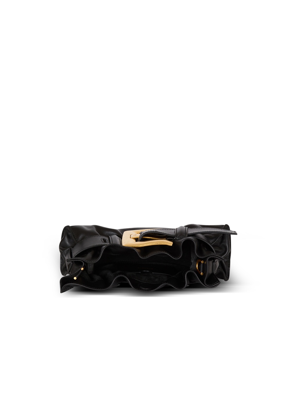 Balmain Anthem Mini Buckle Shoulder Bag In Calfskin Leather In Black