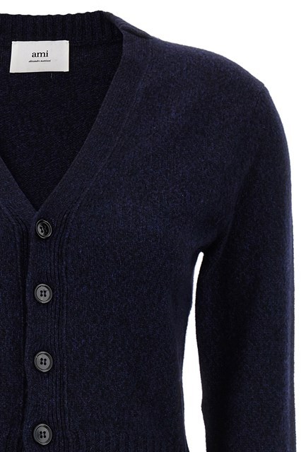 Shop Ami Alexandre Mattiussi Ami Paris Button-up Knitted Cardigan In Black