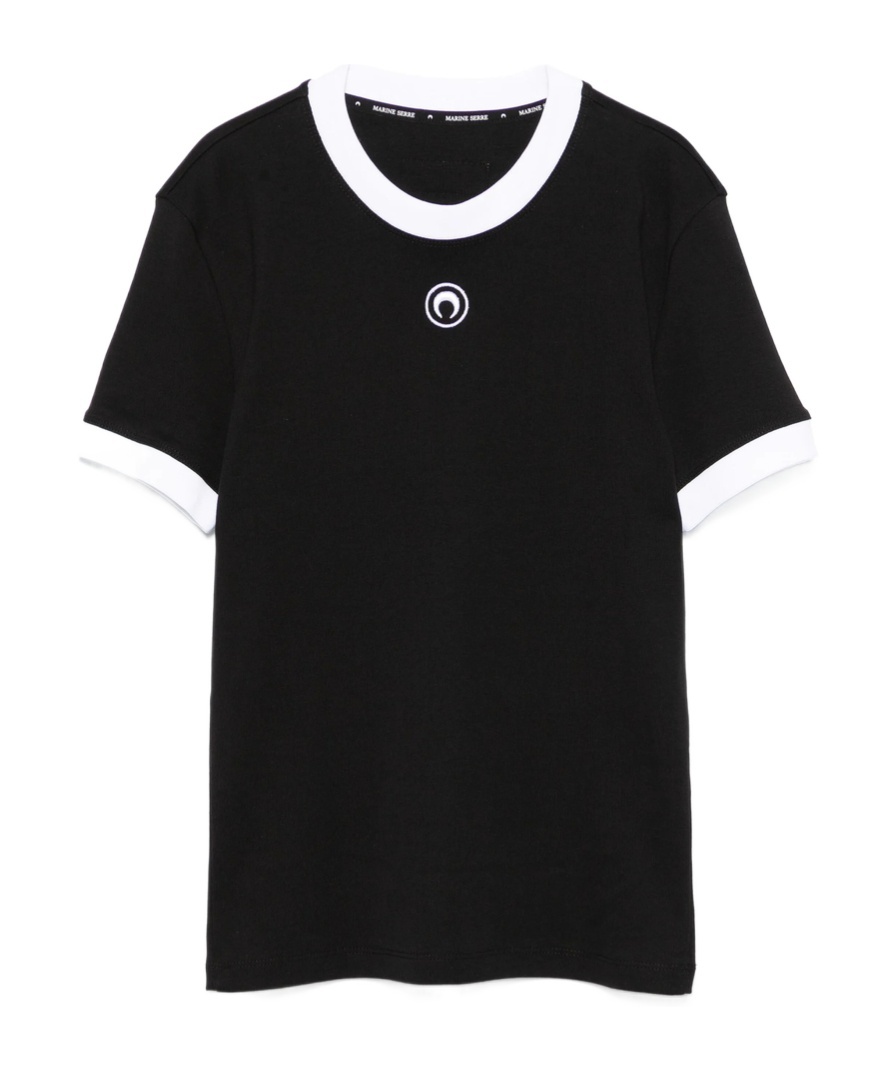 Marine Serre Crescent Moon-embroidered T-shirt In Black