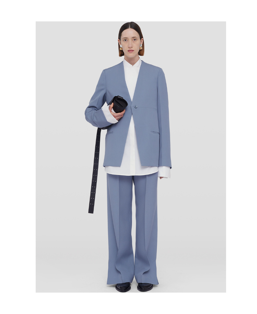 Jil Sander Open-back Wool Blazer In Blue