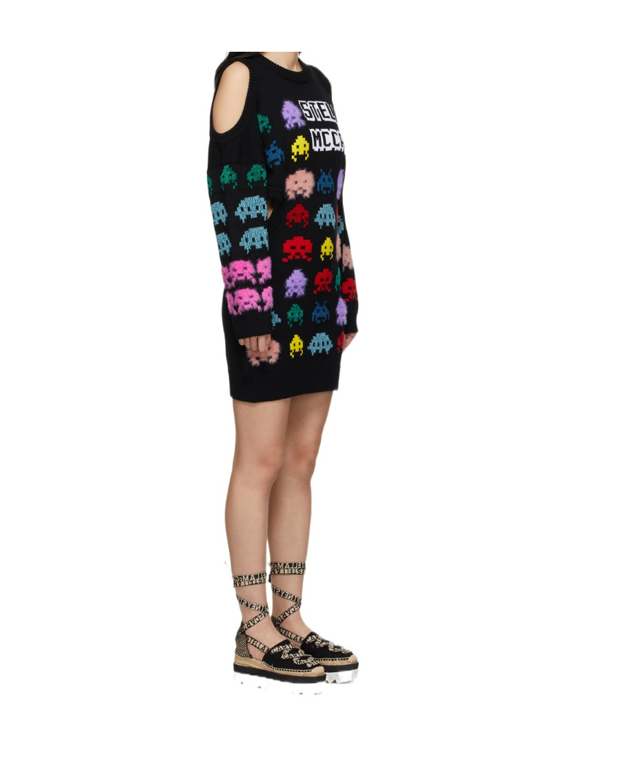 Stella Mccartney Gamer Intarsia-knit Cut-out Dress In Black
