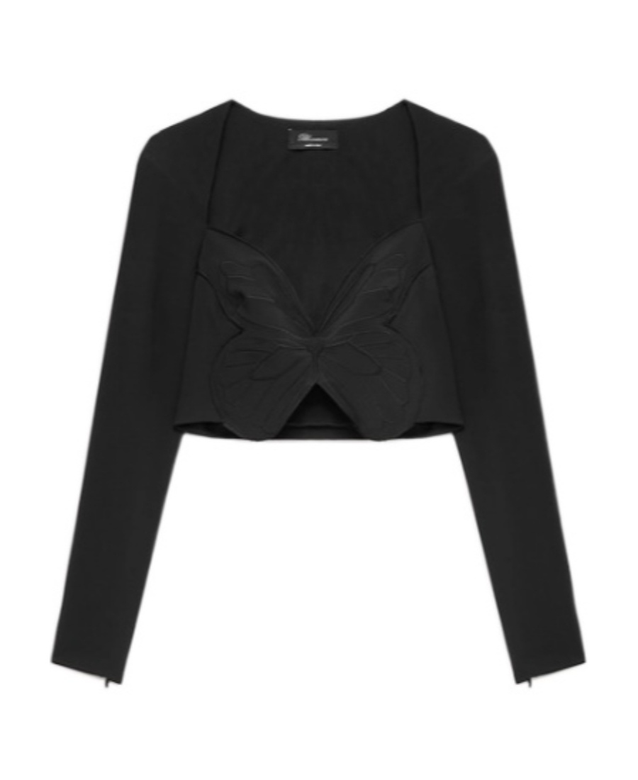 BLUMARINE BUTTERFLY-MOTIF CROPPED TOP