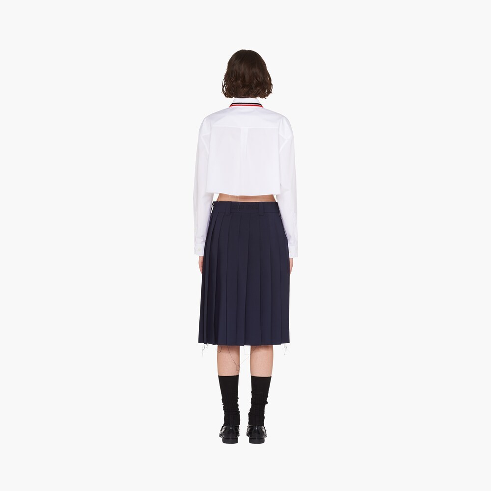 Miu Miu High-waist Pleated Skirt In Blue