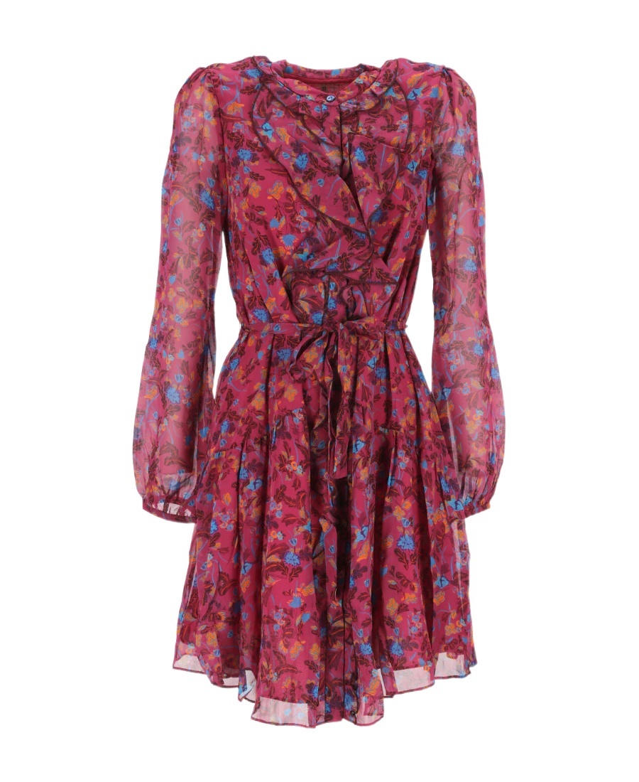 Saloni Tilly Floral-print Ruffled Dress In Red