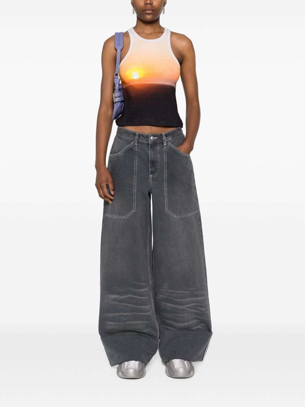Msgm Multicolor Tanzanian Sunset Tank Top In Multicolor