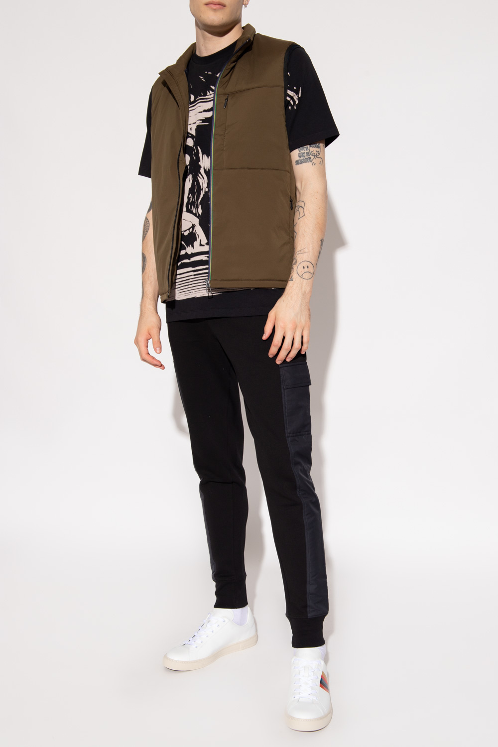 Ps By Paul Smith Mixed Media Gilet In Green