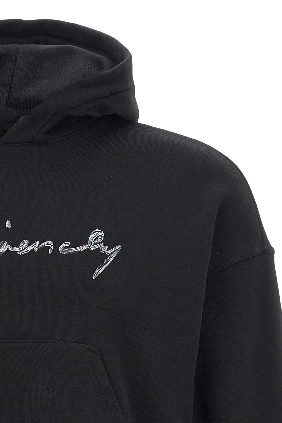 Givenchy Cropped Sweatshirt Hooded Kangaroo Pocket In Black