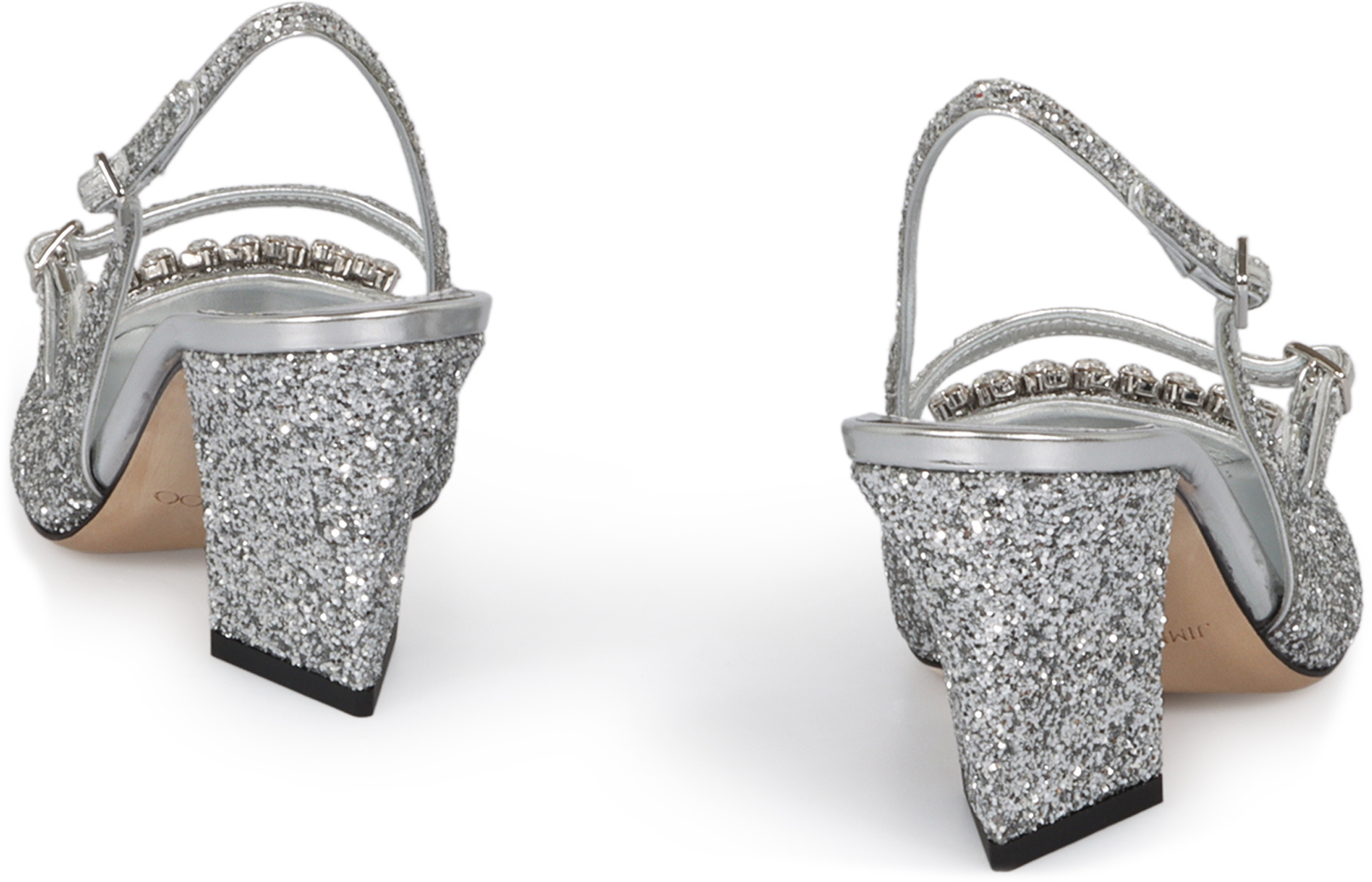 Jimmy Choo Round Toe High Heel Sandals In Silver