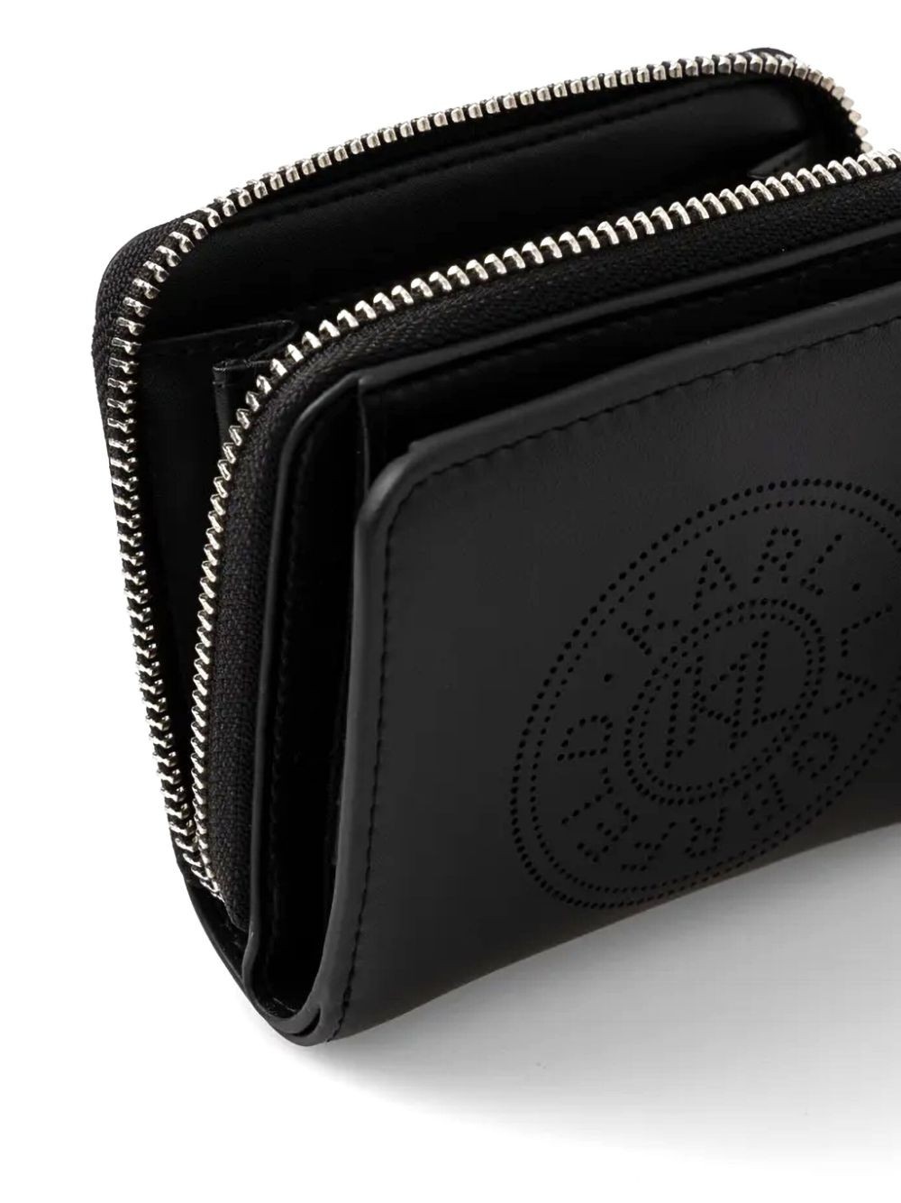 Karl Lagerfeld K/circle Leather Bi-fold Wallet In Black
