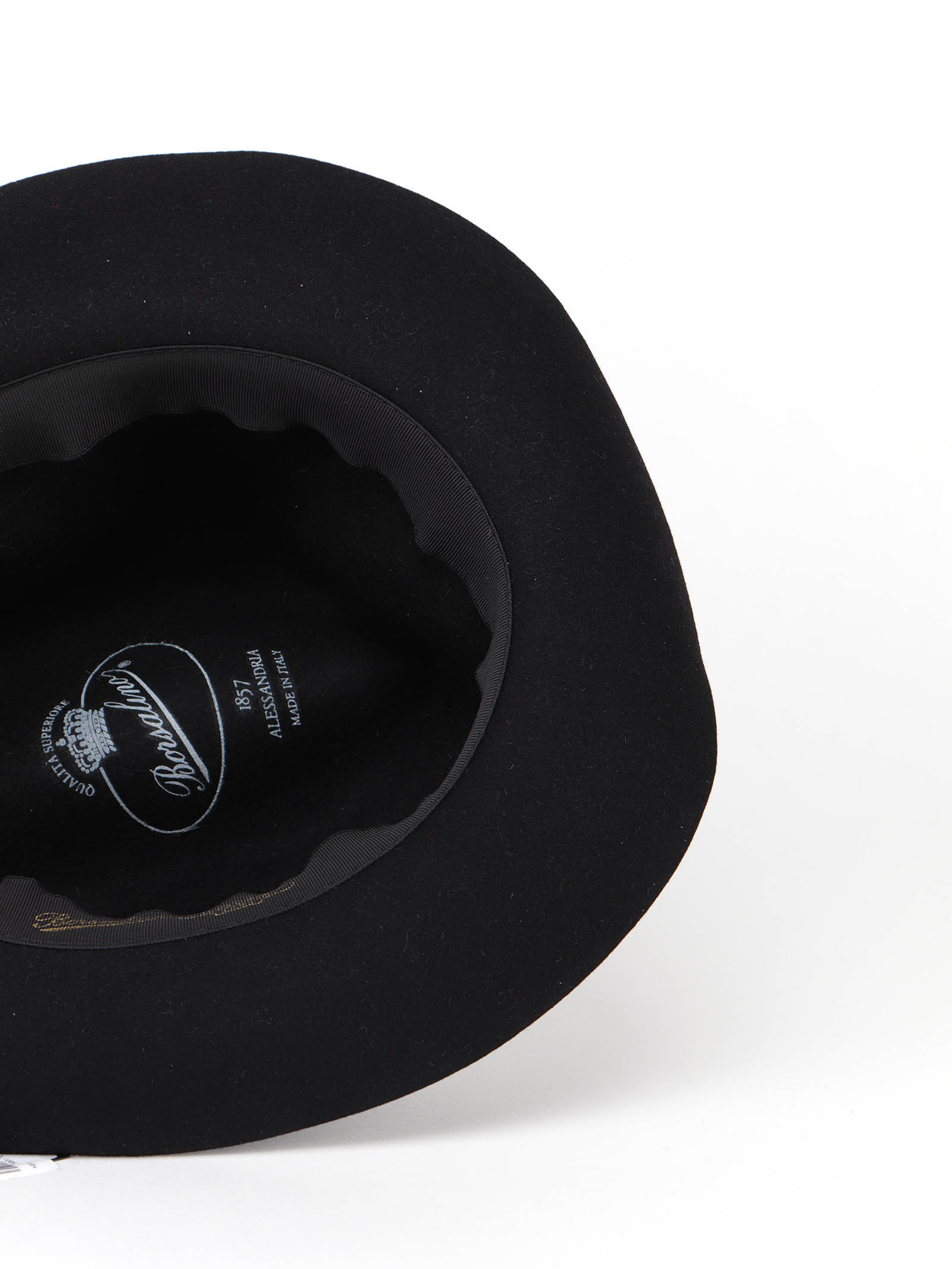 Borsalino Wide Brim Wool Hat With Ribbon Band In Black