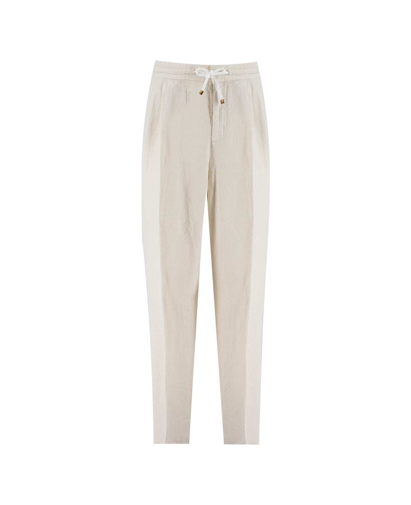 Brunello Cucinelli Cotton Corduroy Drawstring Trousers In Nude