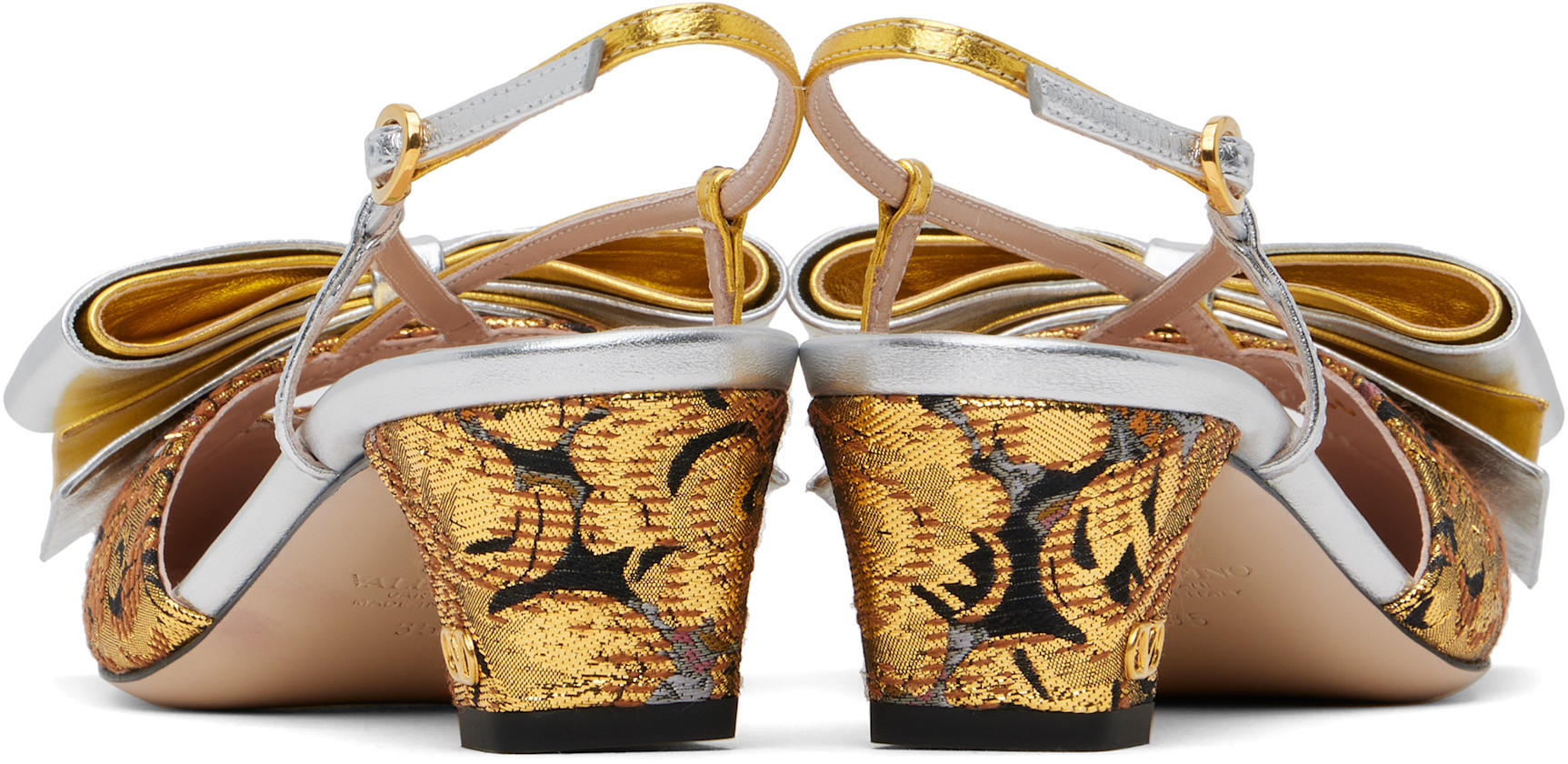 Valentino Jacquard Embroidered Bowow Pumps In Brown
