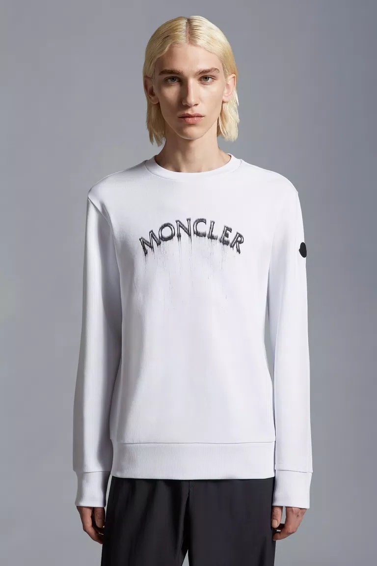 Moncler Logo-print Cotton Sweatshirt In White