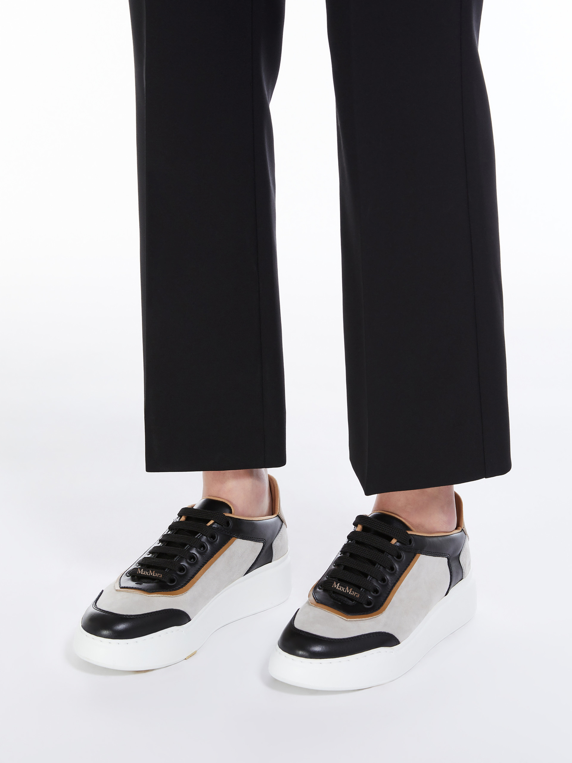 Max Mara Urban Suede Sneakers In White