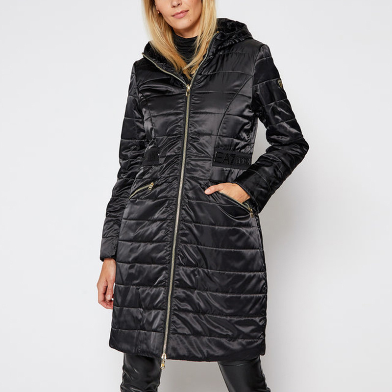 Shop Ea7 A Cotton-padded Suit With A Hooded Jacket In Black