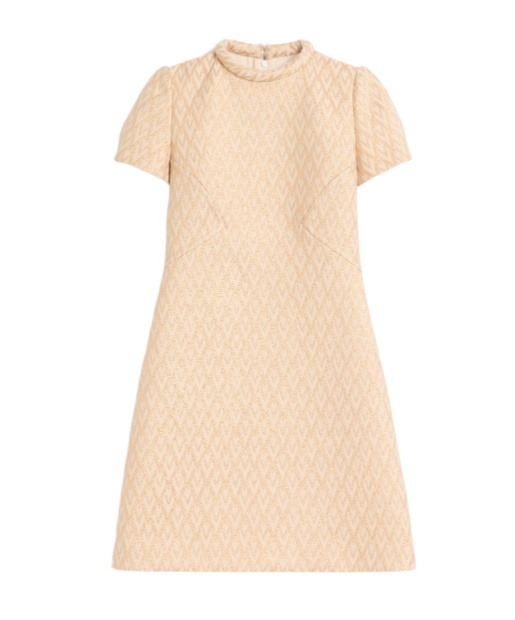 Valentino Toute La V Lurex Jacquard Mini Dress In Nude