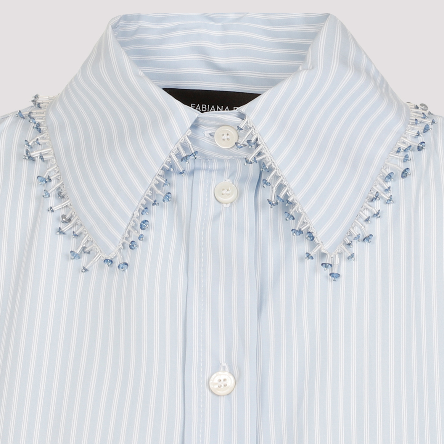 Fabiana Filippi Light Blue Cotton Mini Dress In White