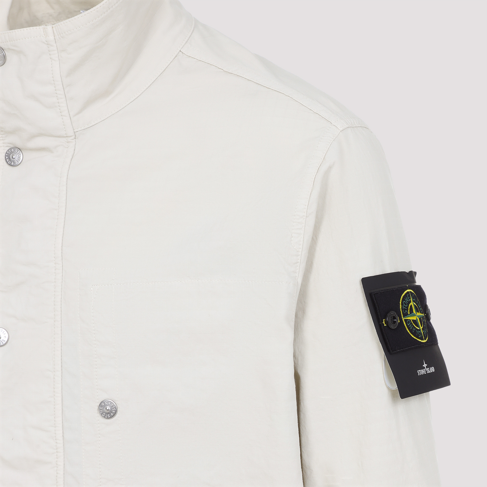 Stone Island Logo Patch High-neck Jacket In Nude