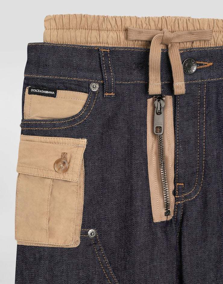 Dolce & Gabbana Double-waist Cargo-pocket Jeans In Black