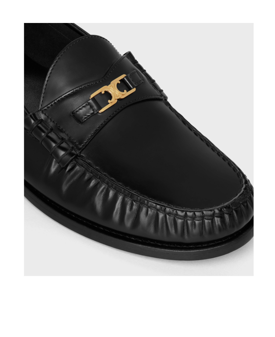 Celine Triomphe Leather Loafers Men In Black