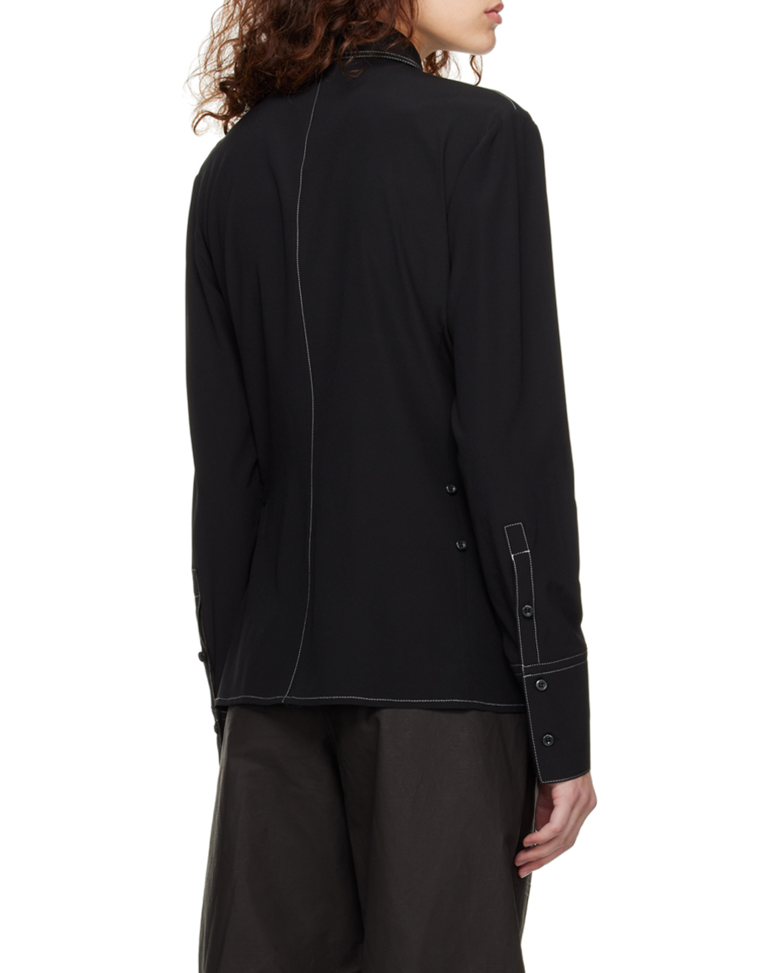 Low Classic Contrast-stitch Patch-pocket Regular-fit Silk-blend In Black