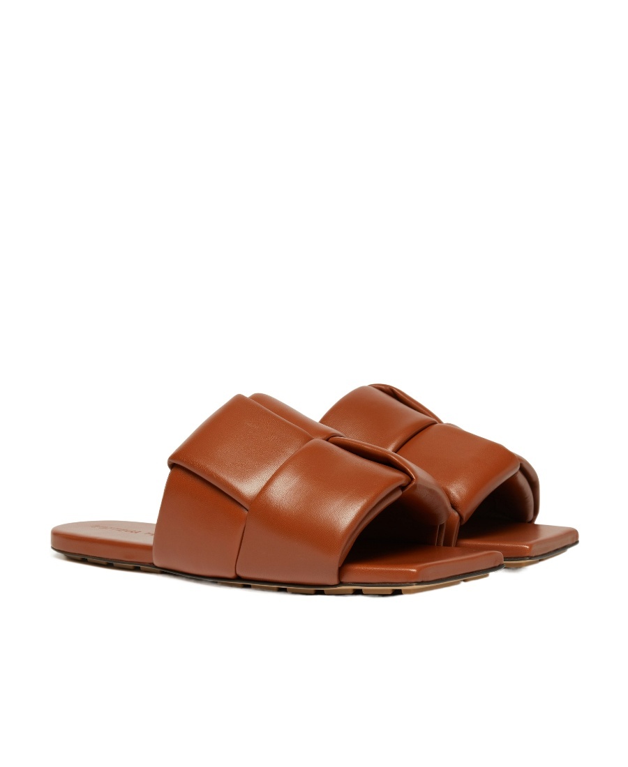 Shop Bottega Veneta Logo Flat Bottom Flip-flop In Brown