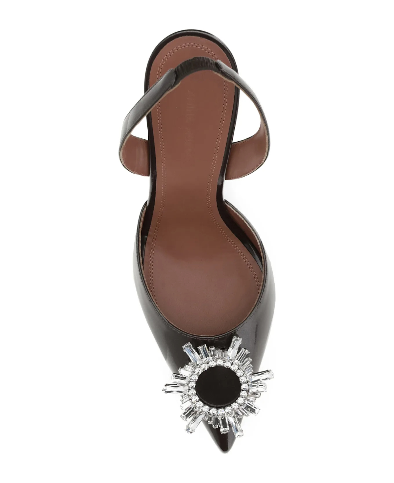Amina Muaddi Chic Pointed Toe Pumps With Unique Heel In Brown