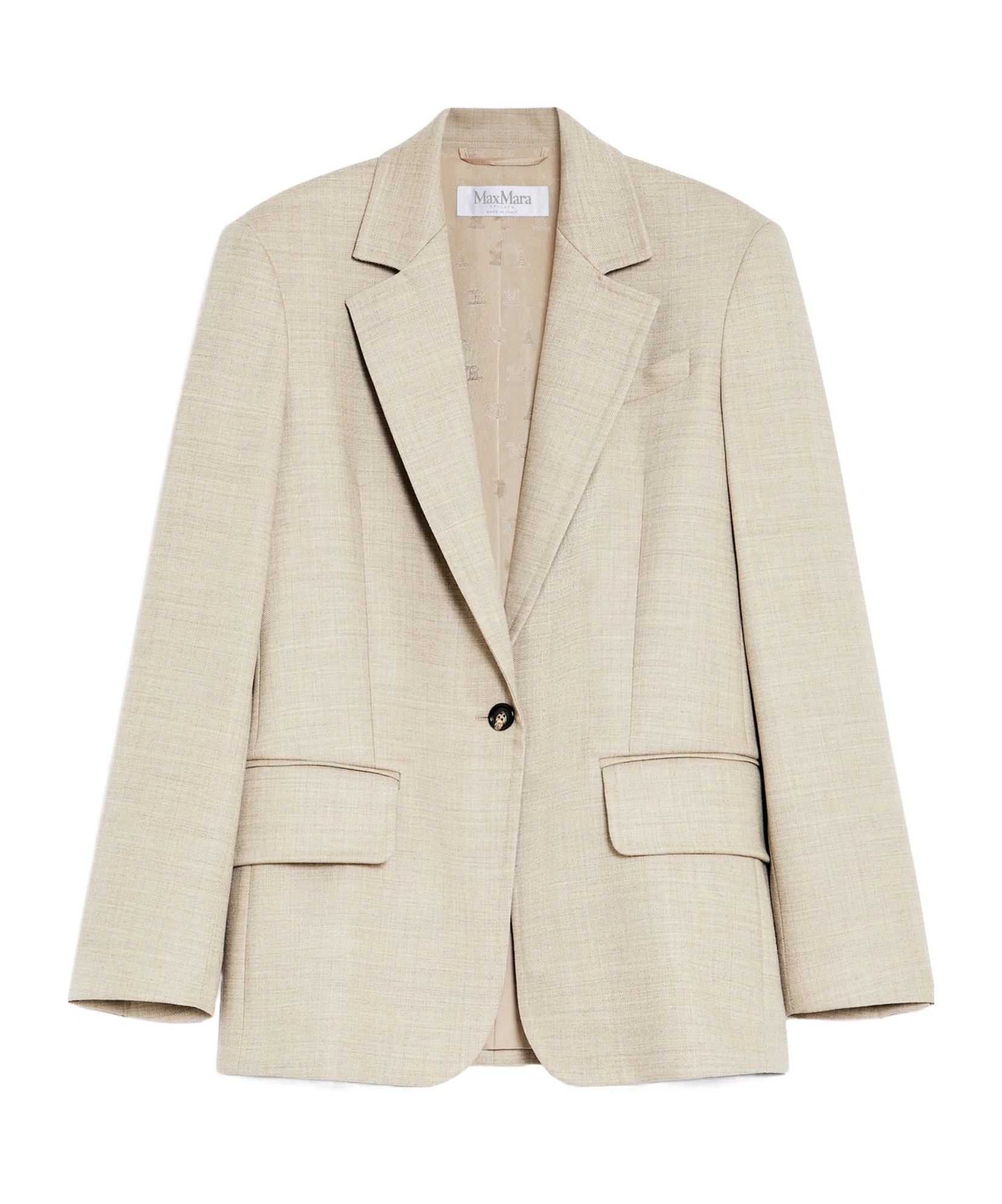 Max Mara Long-sleeved Suit Coat In Nude