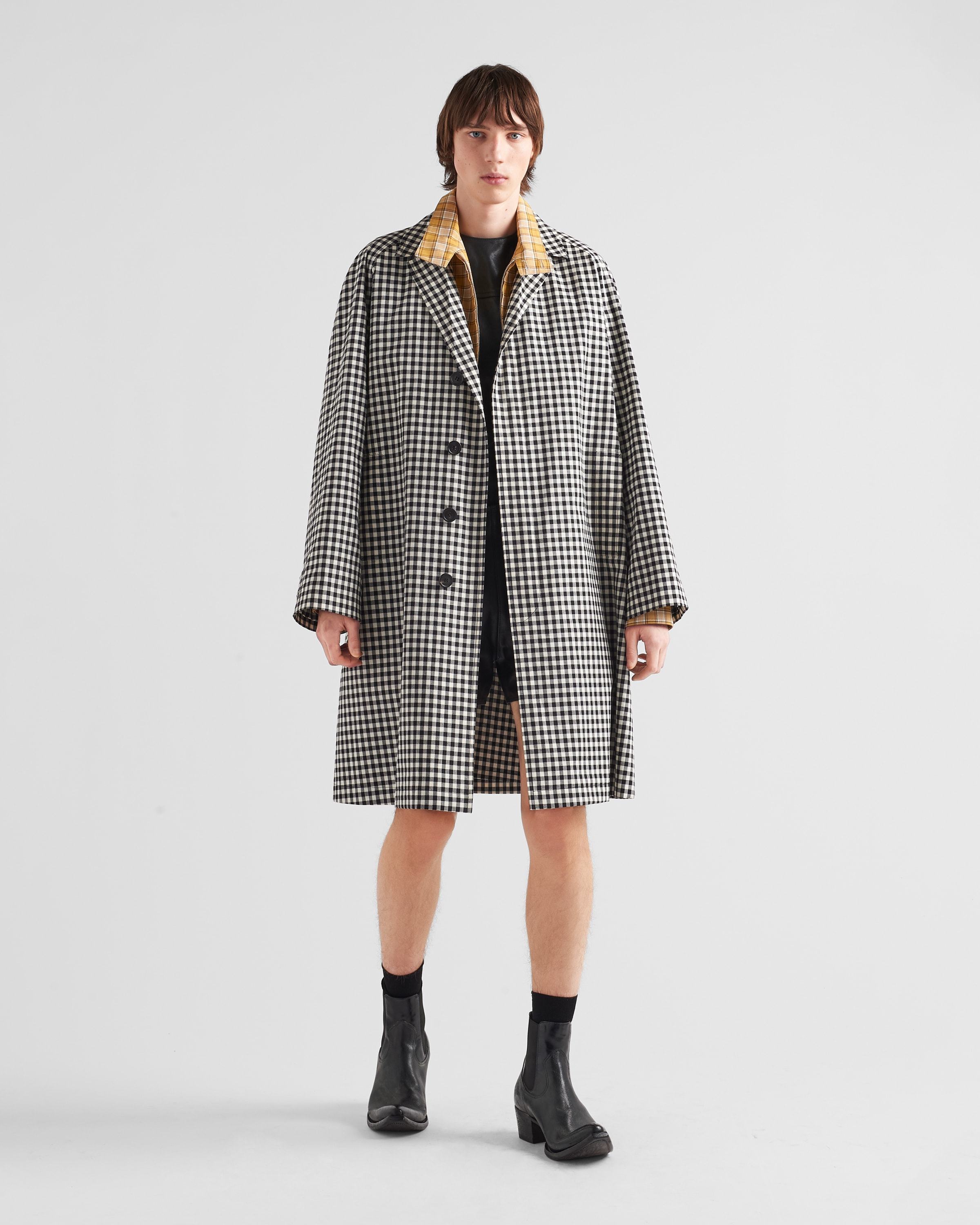 PRADA PRADA CHECK PATTERN BELTED COAT